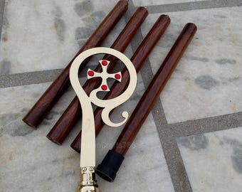 Messing CROZIER Bischof Stab Crosier Handwerksqualität, 72 "Hoch Weihnachten G3