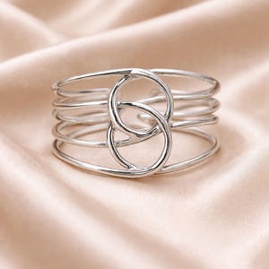 925 Sterling Silber Verriegelung Knoten Ring, Multi Band Minimalist Statement Schmuck