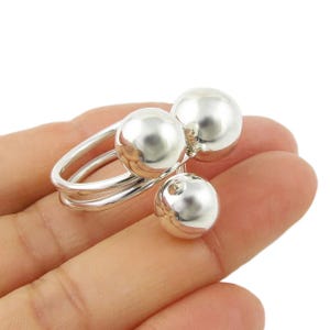 Handmade Sterling Silver Bubble Ring: Adjustable Modern Statement Jewelry