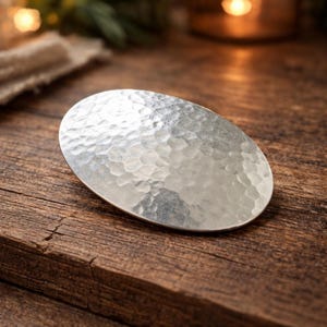 Gehämmertes Oval 925 SterlingsilberAnhänger, moderner minimalistischer Kettenanhänger, Anti-Trübungs-Schmuck