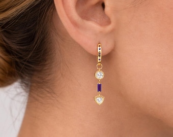 ゴールドメッキの幾何学模様のイヤリング - エジプトスタイル - 彼女へのギフト - 925スターリングシルバー