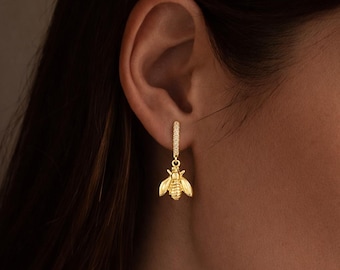 金メッキビーフープイヤリング – 925スターリングシルバー、キュービックジルコニア