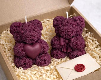 Teddy Bear Candles – Romantic Gift Set with Personalized Note