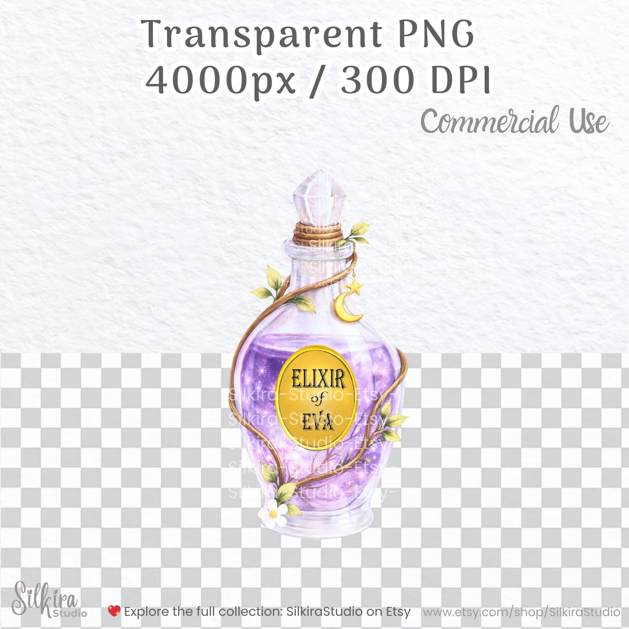 Elixir Bottles PNG – Botanical Alchemy Watercolor Potion Clipart ...
