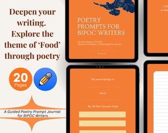 Poesijournal för BIPOC-författare: Kreativa uppmaningar. Tema mat (digital nedladdning, utskrivbar PDF)