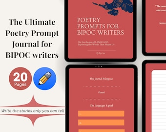 BIPOC Poesijournal | Språkuppmaningar, Skrivövningar (digitalt utskrivbar)