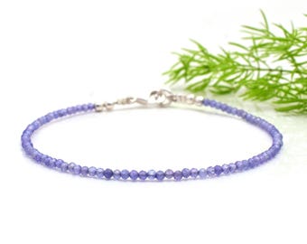 Natural Tanzanite Stone Dainty Bracelet-Delicate Tanzanite Minimalist Bracelet -Tanzanite Crystal Layering Bracelet-December Birthstone Gift