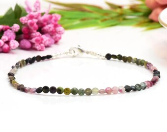 High Quality Multi Tourmaline Gold Anklet, Natural Tourmaline Delicate Anklet or Women, For Wedding Gifts