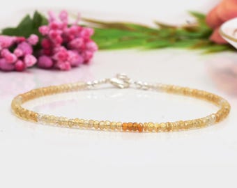 Shaded Citrine Bracelet, November Birthstone, Delicate Citrine Bracelet, Golden Gemstone Bracelet, Handmade Gemstone Jewelry