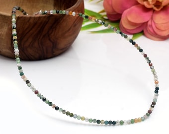 Kleine bloedsteen edelsteen kralen minimalistische choker, sierlijke edelsteen drakenbloed jaspis kralenketting, waterdichte kristallen choker