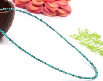 AA+ Grade Turquoise 2mm Gemstone Beaded Minimalist Women Choker, Gemstone Crystal Dainty Beaded Necklace, Waterproof Crystal Boho Choker