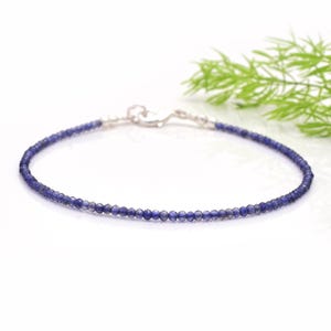 Dainty Iolite Anklet: Natural Gemstone, September Birthstone