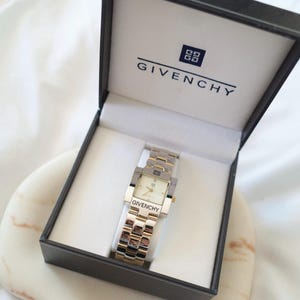 Reloj Givenchy vintage bicolor cuadrado unisex, reloj de diseño de los años 90, oro y plata, reloj de pulsera de lujo, regalo para él o ella.