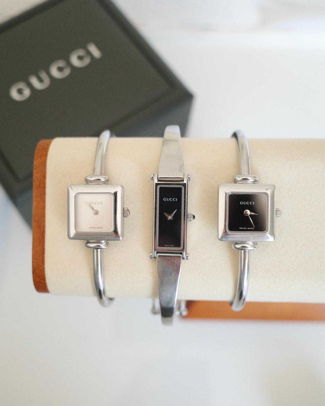 アクセサリー Unused gucci bangle watch Vintage Gucci Bangle Watch – 90s Silver Bracelet Timepiece, Swiss