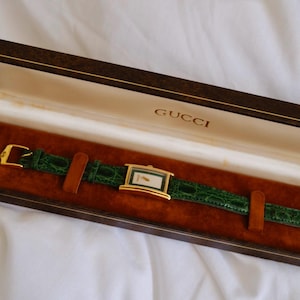 Vintage Gucci-horloge van 640 l – dameshorloge in goudkleur – zeldzaam Gucci-horloge in groene kleur