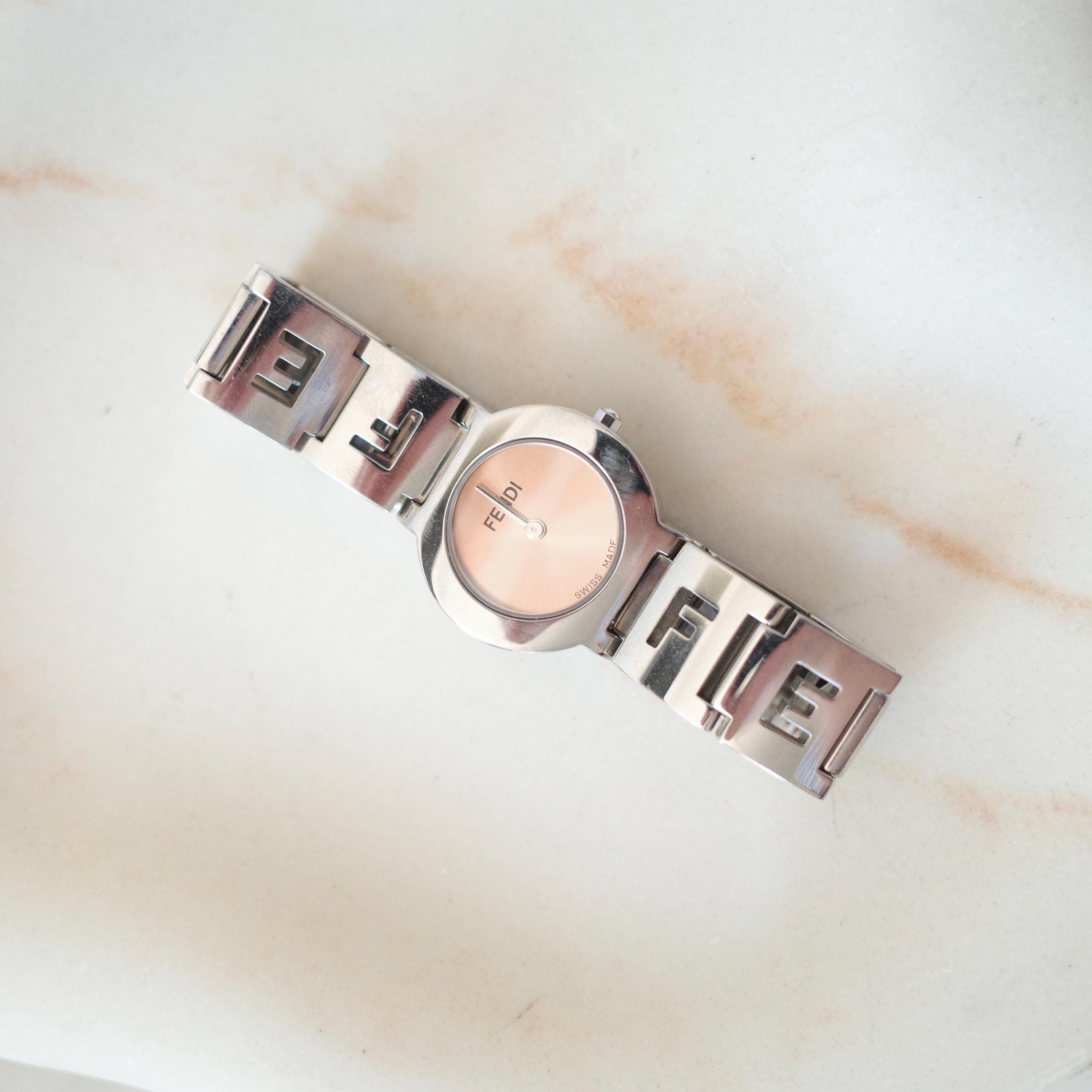 Vintage Fendi 3050L Watch – Pink Coral Dial, Silver Tone Bracelet