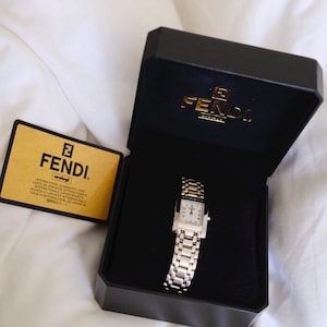 Vintage Fendi Tank Watch in Silver – Classic Designer Timepiece, Unisex Luxury Watch”