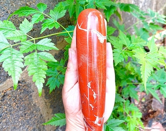 Red Jasper Crystal Wand | Hand-Carved Statement Decor (7 inch)