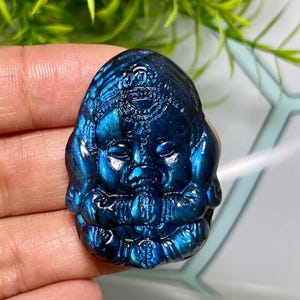 1.4'' Natural Hand carved Labradorite Ganesha，Crystal Ganesha carved，Crystal gift，Ganesha statue，Crystal ornament，Home decor，Reiki healing