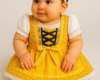 Vestido Dirndl infantil para meninas – Roupa macia e confortável para a Oktoberfest | Traje tradicional bávaro para crianças