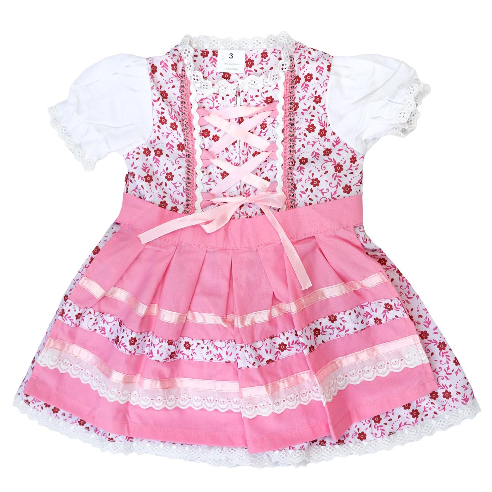 Baby Dirndl Dress: Oktoberfest Bavarian Costume with Floral Embroidery