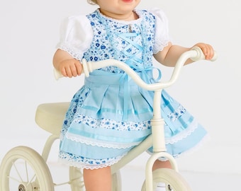 Vestido Dirndl para Menina – Fantasia de Oktoberfest da Baviera Alemã | Conjunto Trachten Infantil com Avental e Bordado