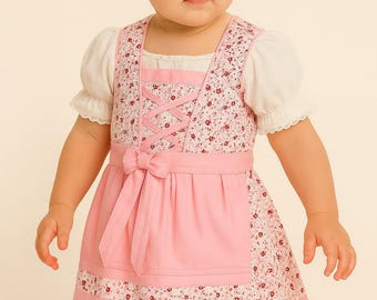 Baby Dirndl Dress: Oktoberfest Bavarian Costume with Floral Embroidery