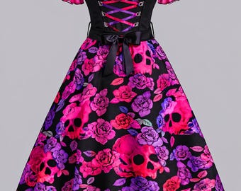 Skull Print Gothic Dirndl Bavarian Trachten Dress, Alternative Oktoberfest Outfit - Etsy Israel Skull Print Gothic Dirndl Bavarian Trachten Dress, Alternative Oktoberfest Outfit - Etsy Israel