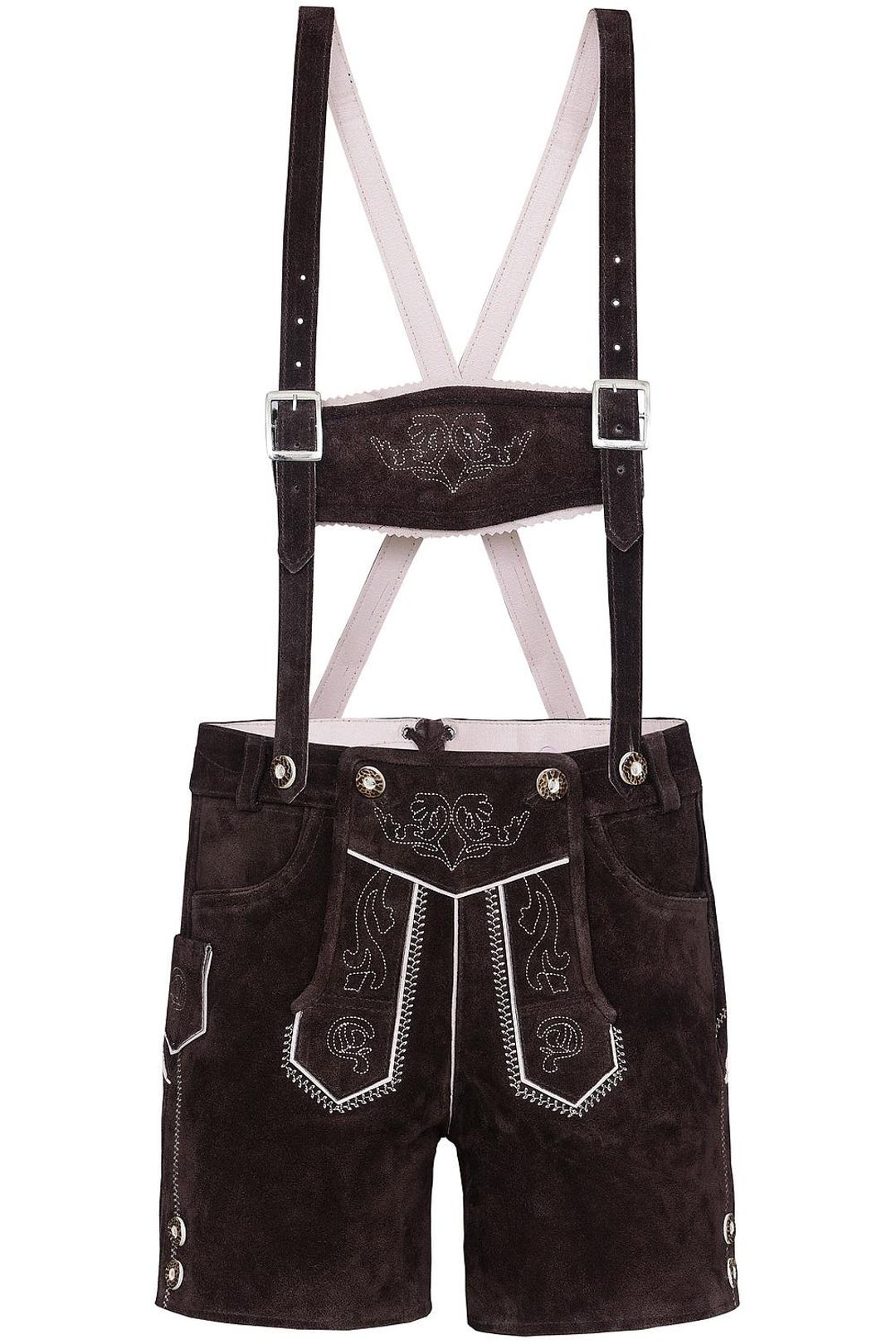Lederhosen Short Autrichien En Cuir - Taille 10-12 Ans - Gris - Neuf Sans étiquettes