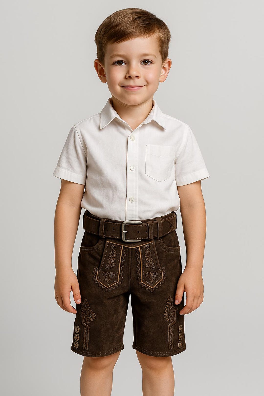 Boys Lederhosen Set With Suspenders Authentic Bavarian Costume 