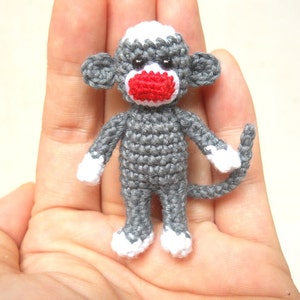 Mini Sock Monkey 2 inches Amigurumi Crochet Miniature Sock Monkey Stuffed Animal Made To Order image 1