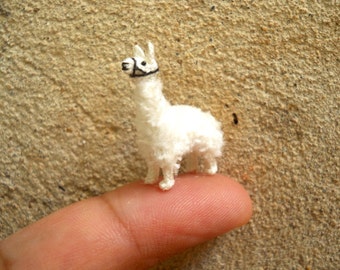 Mini White Llama - Micro Amigurumi Crochet Stuffed Animals - Made To Order