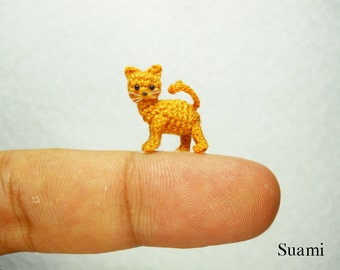 Tiny Crochet Kitty Cat - Micro Amigurumi Miniature Kitten Toy Stuffed Animal - Made to Order