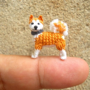 Miniature Akita  - Tiny Crochet Mini Amigurumi Dog Stuff Animal - Made To Order