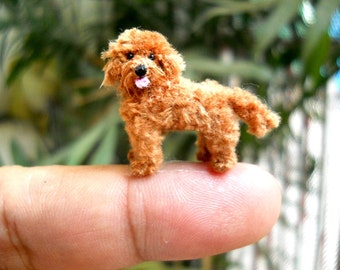 Brown Labradoodle - Tiny Crochet Miniature Dog Stuffed Animals - Made To Order