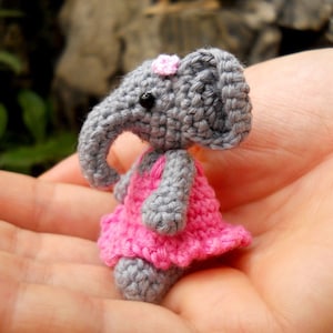 Crochet Elephant Amigurumi: Tiny Stuffed Animal in Pink Dress