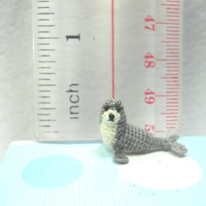 Grey White Seal Miniature Crochet Pinniped Stuffed Animal Made to Order image 2