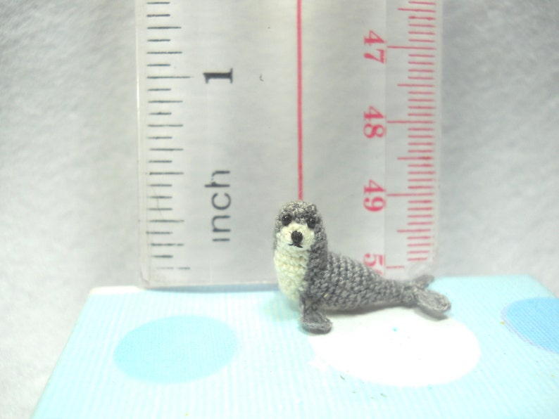 Grey White Seal Miniature Crochet Pinniped Stuffed Animal Made to Order image 2