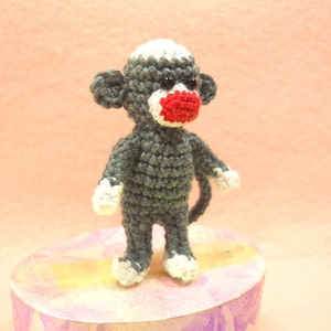 Mini Sock Monkey 2 inches Amigurumi Crochet Miniature Sock Monkey Stuffed Animal Made To Order image 3