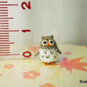 Miniature Crochet Owl Micro Mini Amigurumi Grey Owl Made To Order image 4