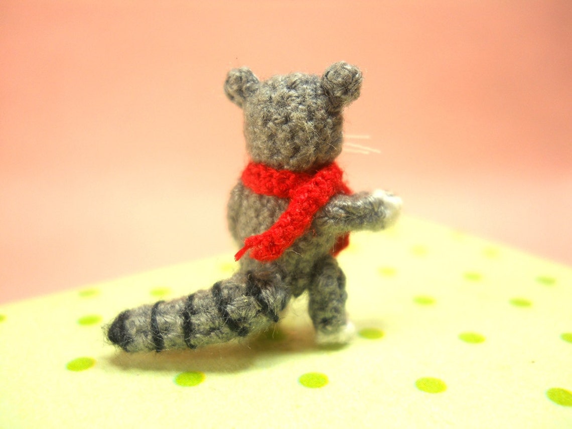 Mini Raccoon Miniature Raccoon - Micro Crochet Miniature Stuffed Animal - Made to ...