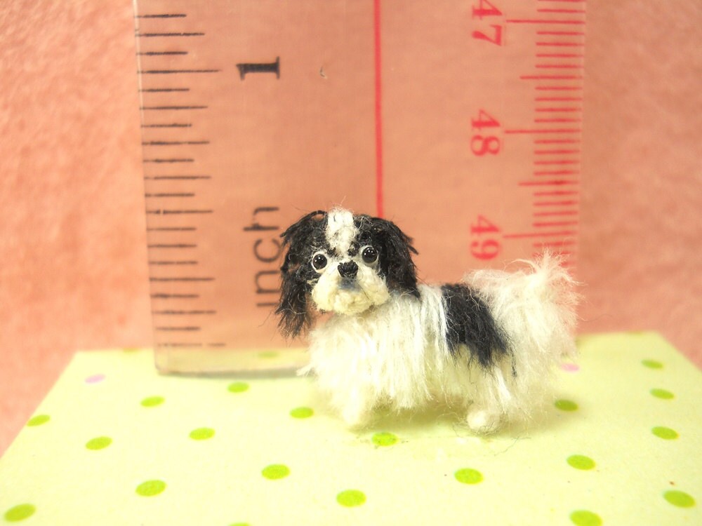 Japanese Chin Puppy - Tiny Crochet Miniature Dog Stuffed Animals