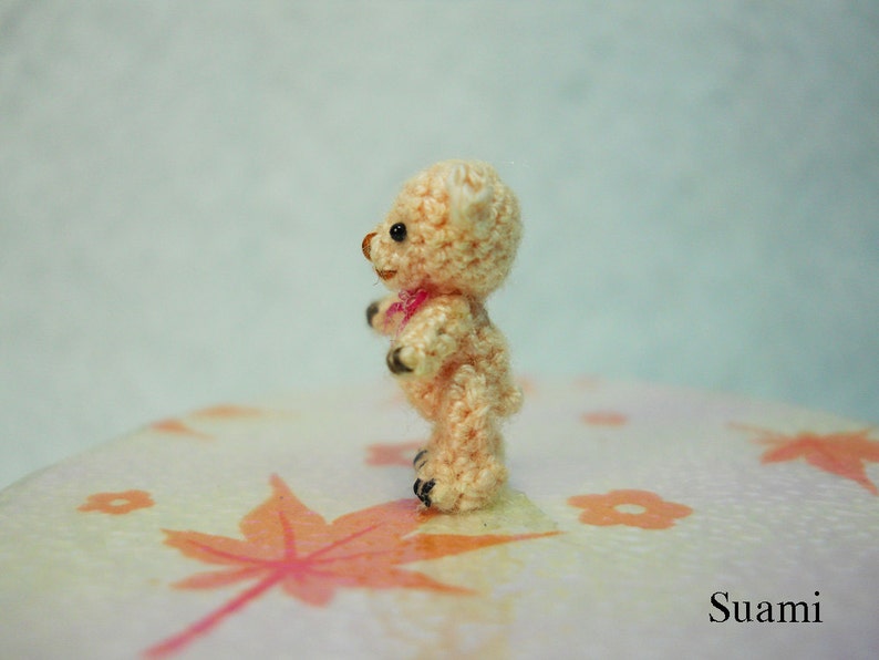 1/2 Inch Micro Miniature Bear Extreme Tiny Thread Crochet Mohair Teddy Bear Stuff Animal Made To Order image 3