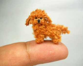 Toy Poodle Puppy - Tiny Crochet Miniature Dog Stuffed Animals - Made To Order