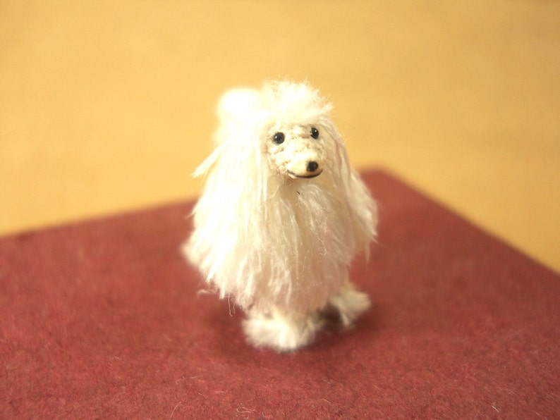 Miniature White Poodle 1 Inch Tiny Crochet Micro Amigurumi Dog stuff Animal Made To Order image 3