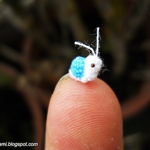 Extreme Micro Snail Mini Tiny Dollhouse Miniatures Insects Single Thead Crocheted Blue Snail Made To Order image 1