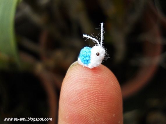 Extreme Micro Snail Mini Tiny Dollhouse Miniatures Insects Single Thead Crocheted Blue Snail Made to Order Etsy UK
