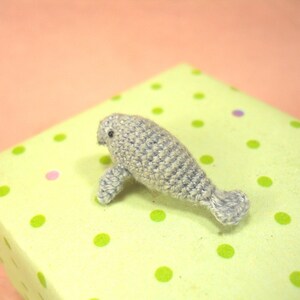 Micro Mini Manatee Tiny Crochet Amigurumi Stuffed Animal Made to Order image 4