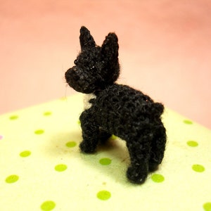 Black White French Bulldog Micro amigurumi Tiny Crocheted Dog Made To Order image 3