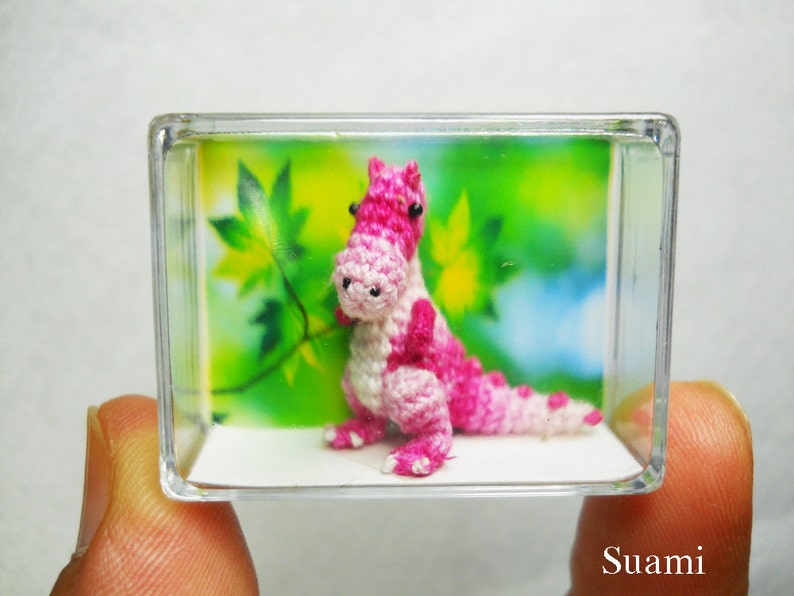 Tiny Pink Tyrannosaurus Micro Dollhouse Miniature Crocheted | Etsy